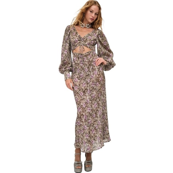 For Love & Lemons Wynne Autumn Shimmer Maxi Dress Women’s US M - Picture 1 of 9